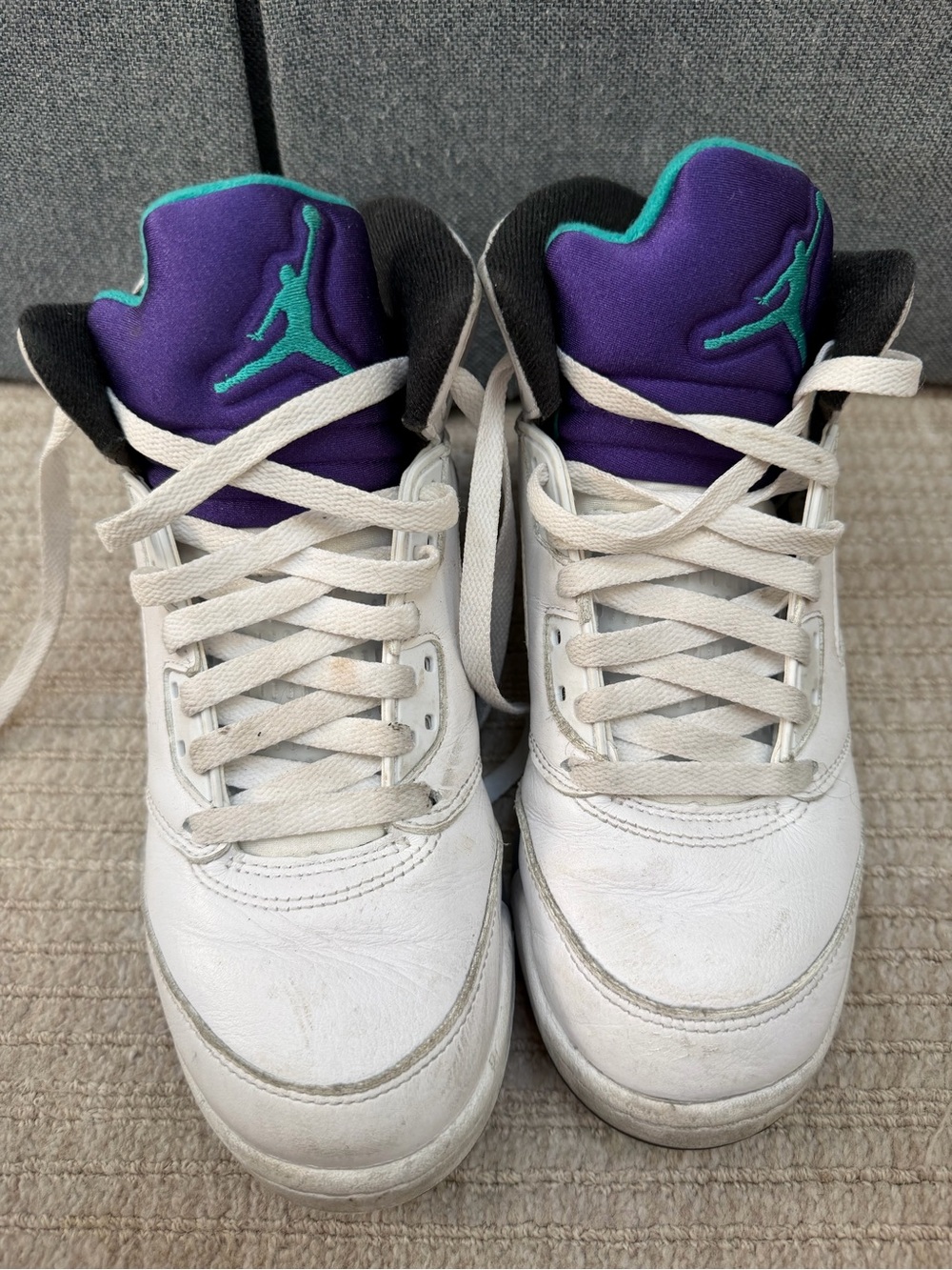 Air Jordan Kids' Grade School 5 Retro Shoes boys size 6.5 purple and teal 90